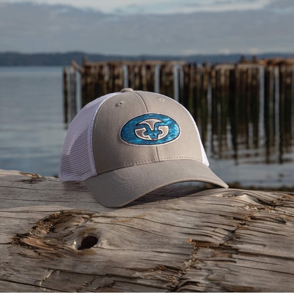 Flying Fisherman H1775 Neon Blue Logo Trucker Hat - Picture 5 of 6